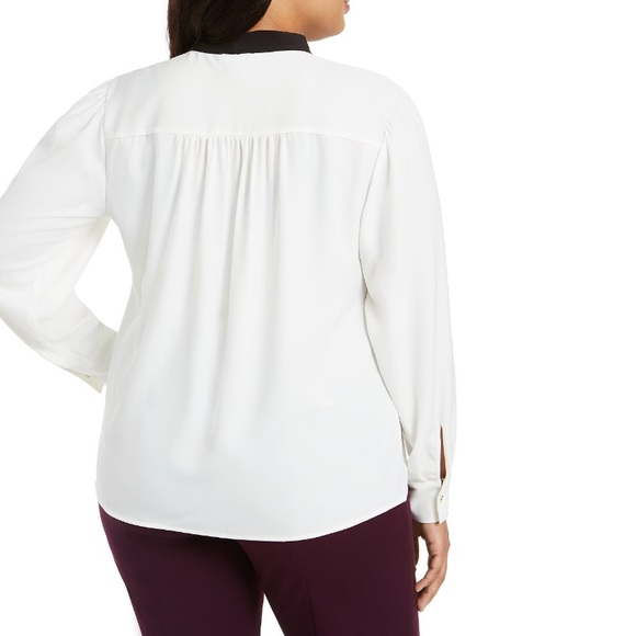 Calvin Klein Plus Size Tie Neck Top - Picture 2 of 4